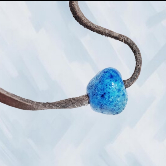 👣4/$20.  The Donkey Bead Necklace with Genuine Brown Leather Cord - Picture 3 of 4